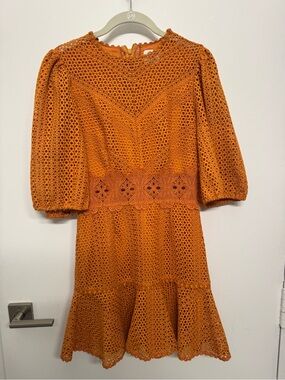 SAYLOR Orange Eyelet Lace Mini Dress